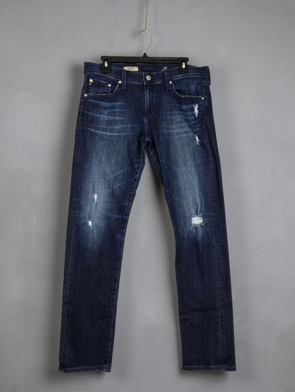 Adriano Goldschmeid Nolan Jean Size 31 Relaxed Slim Taper Dark Denim Distressed